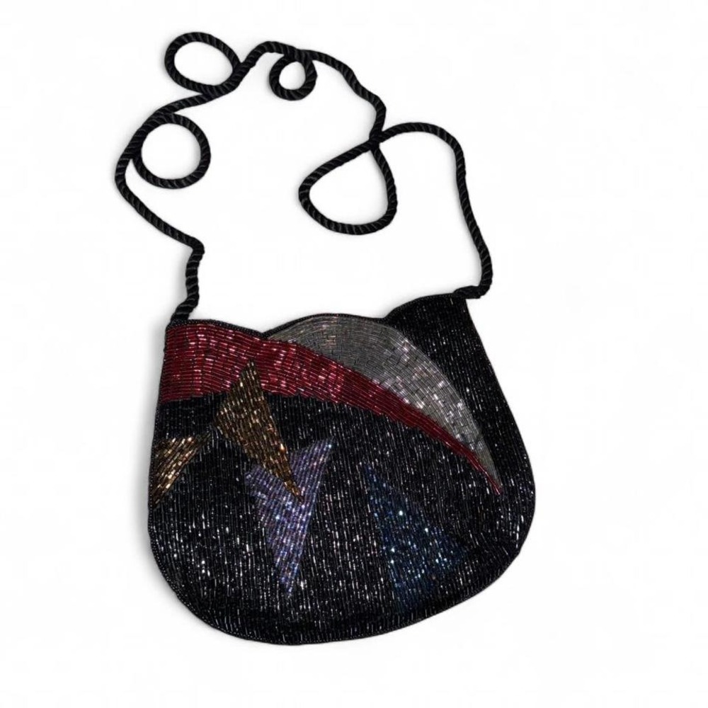 VINTAGE‎ COLORFUL GEOMETRIC BEADED SPARKING PURSE FORMAL NIGHTLIFE RETRO DRESSY